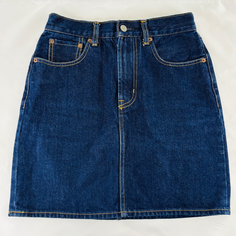 Moussy Womens Dark Wash Denim Mini Skirt High Waisted Size 0 Indigo Blue